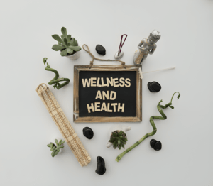 Wellness and Health lettering on a board